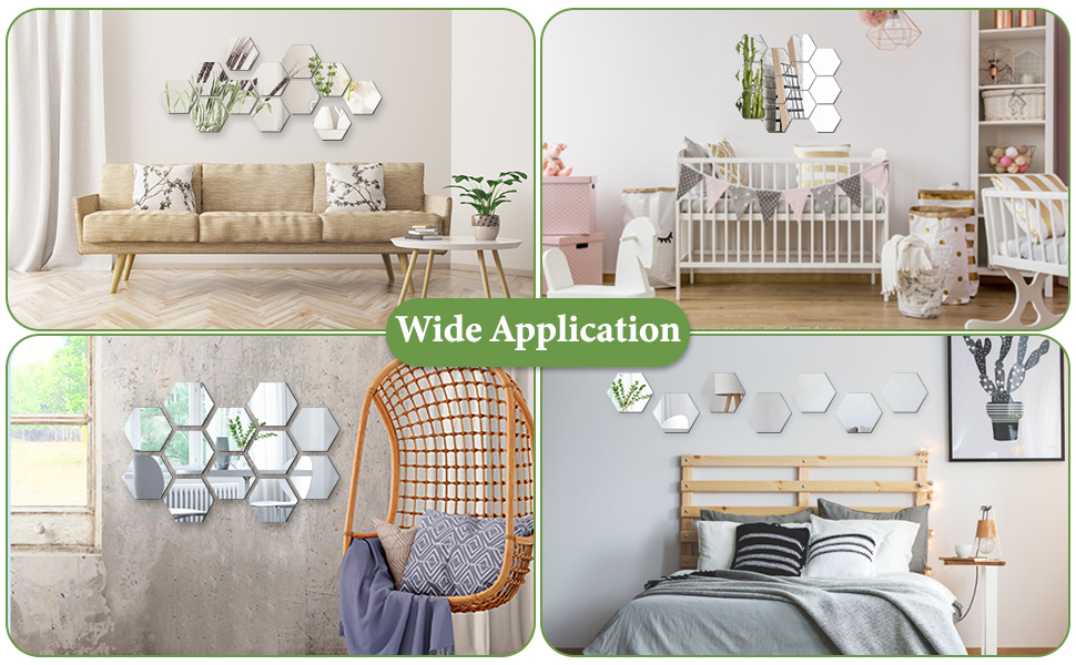 ATPWONZ 12 Pieces Mirror Wall Stickers,Self Adhesive Hexogon Shape Wall Stickers,Acrylic Mirror