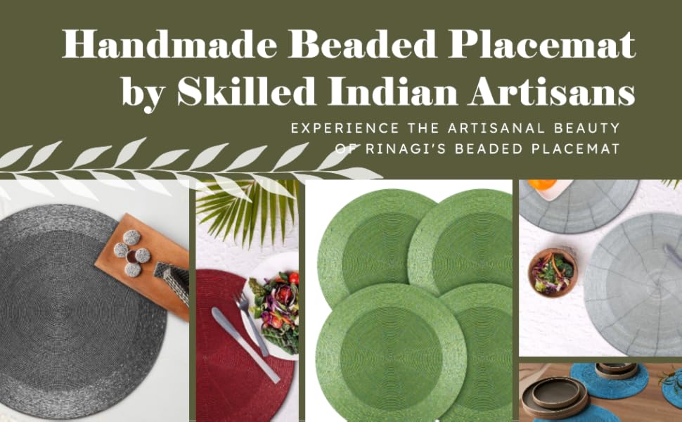 RIANGI Beaded Placemats for Dining Table Red Placemat