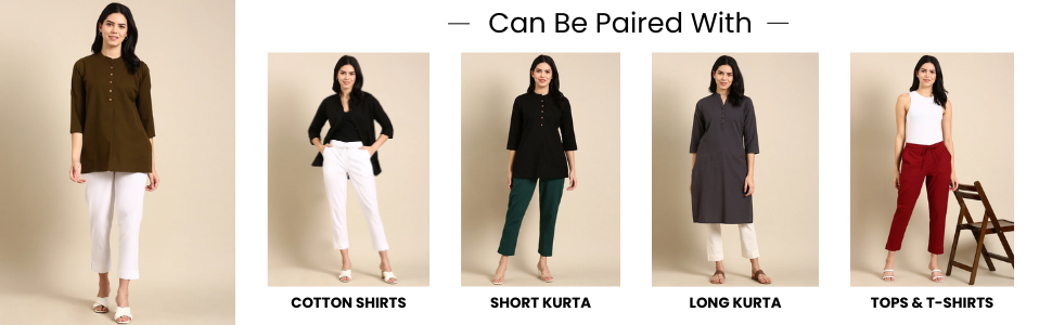 Cotton Woman Trousers Pants Regular Fit Kurti Pant Daily Office Formal Casual Use