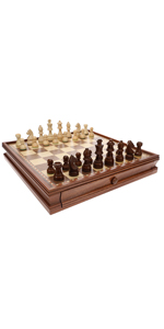 Wooden Chess Set with Drawers