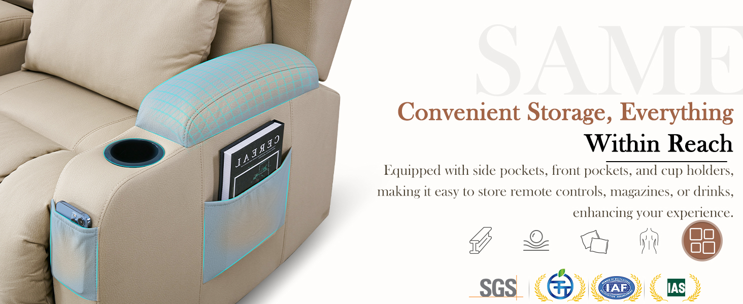 Reclining Loveseat Recliner Sofa with Storage Console