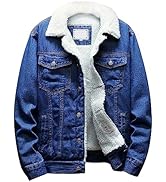 Omoone Men's Lapel Sherpa Fleece Lined Thicken Denim Jean Trucker Jacket Coats