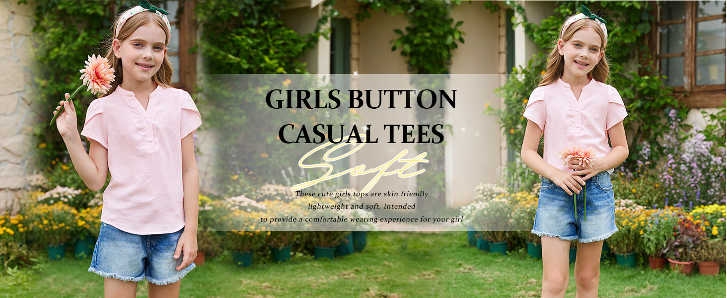 girls button casual tees