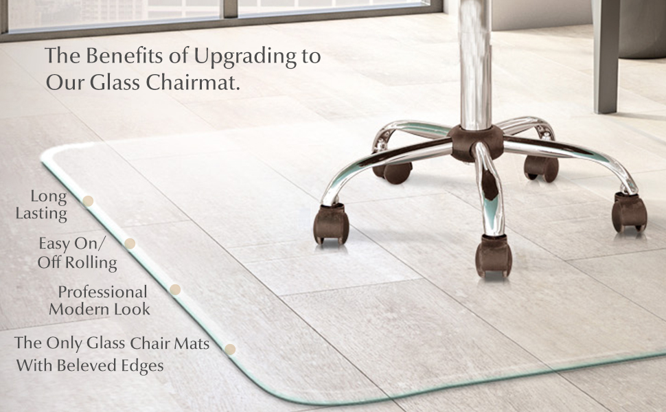 Premium Tempered Glass Chair Mat with Exclusive Beveled