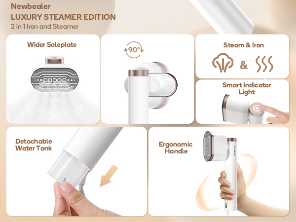 Newbealer 2in1 iron and steamer 15s fast heat-up leakproof 20g/min output