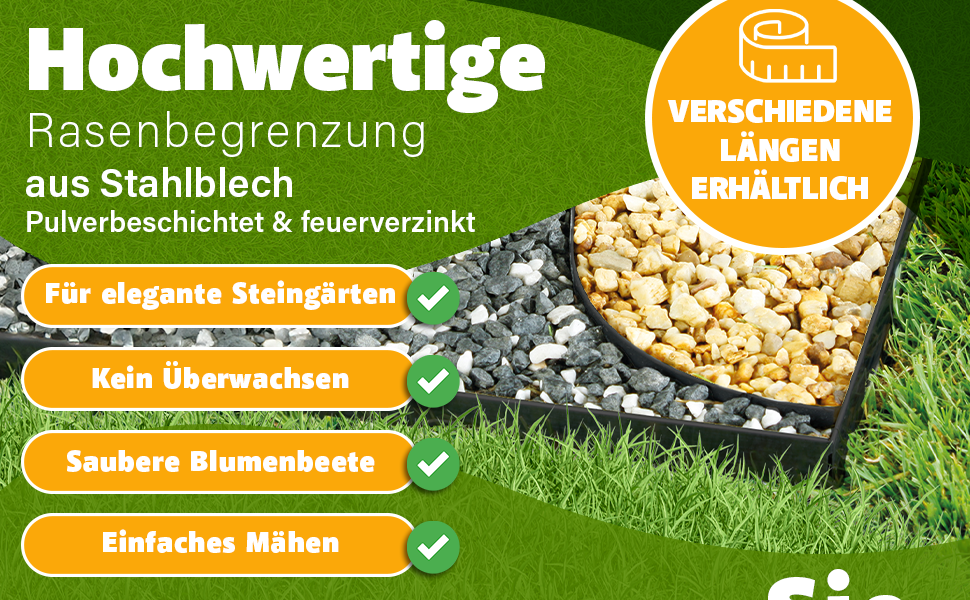 GartenAZ Rasenkante aus Metall 7204 Stahlblech feuerverzinkt und
