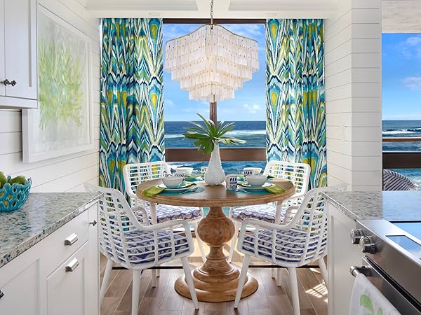 TOCHIC Modern Capiz Chandelier Lighting, 7 Lights Natural