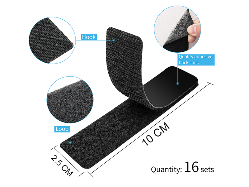 Art3d 16 Sets Hook and Loop Strips with Adhesive, Heavy Duty Double
