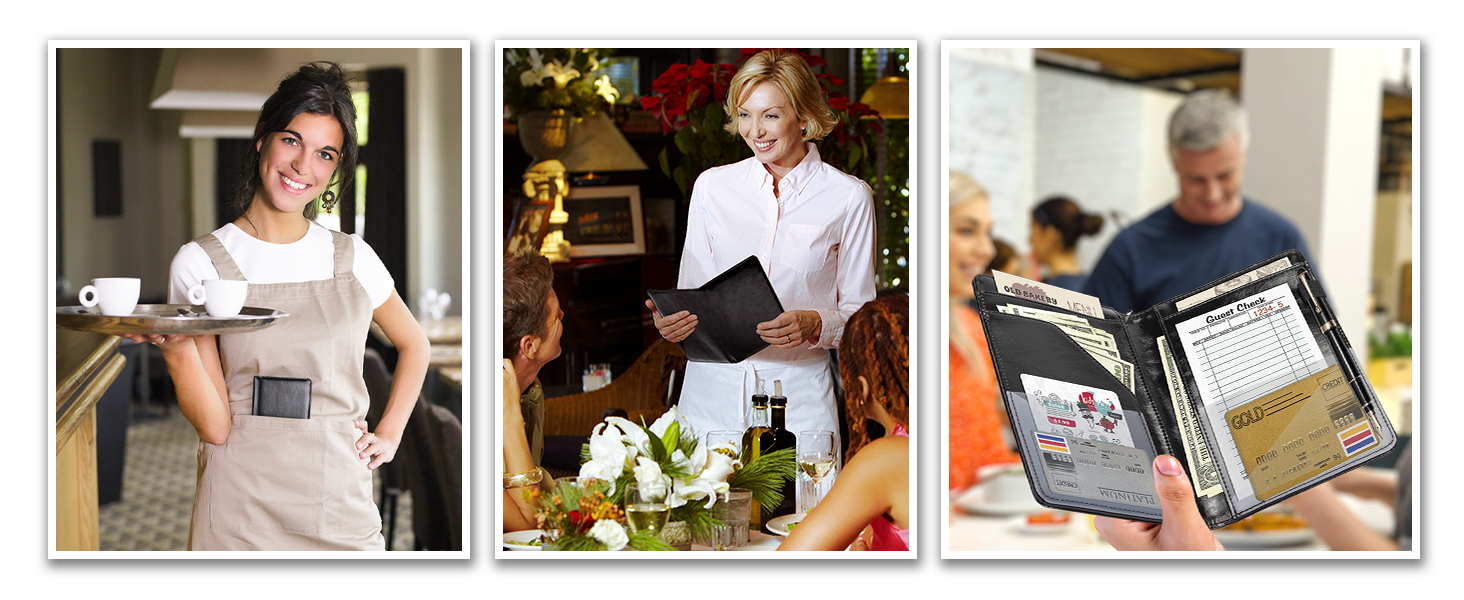 EcoVision Server Books for Waitress,Leather Waiter Book