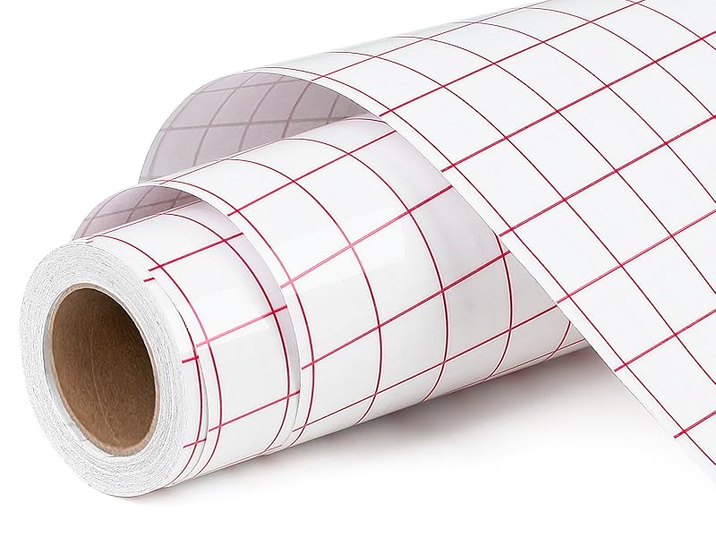 Transfer Tape for Vinyl 12“x50FT Transfer Paper Roll with Red Grid
