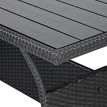 Poly Rattan Garden Furniture Set Lounge Corner Sofa WPC Outdoor Patio Balcony Terrace Black