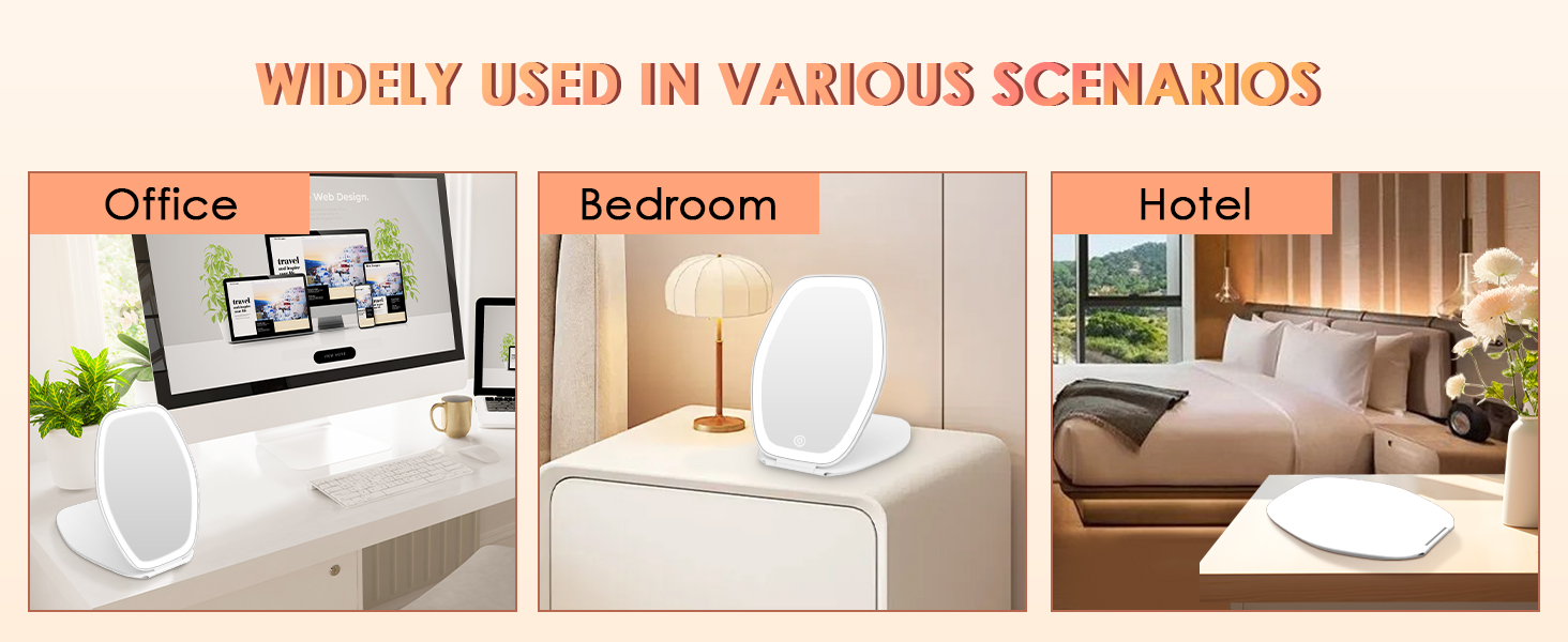 portable mirror with lights