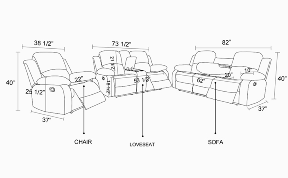 A Ainehome Living Room Furniture Set Leather Recliner Sofa
