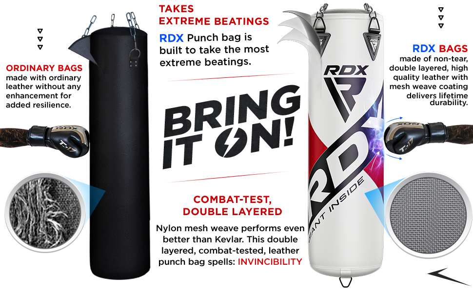 RDX Punching Bag Unfilled Set Muay Thai Training Gloves with Punch