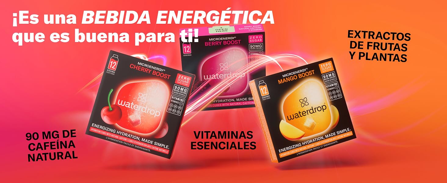 waterdrop bebida energetica energy drink cafeina pura saborizantes para agua