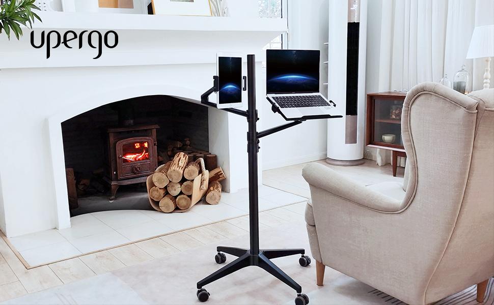 Upergo Tablet and Laptop Floor Stand with Wheels,2in1