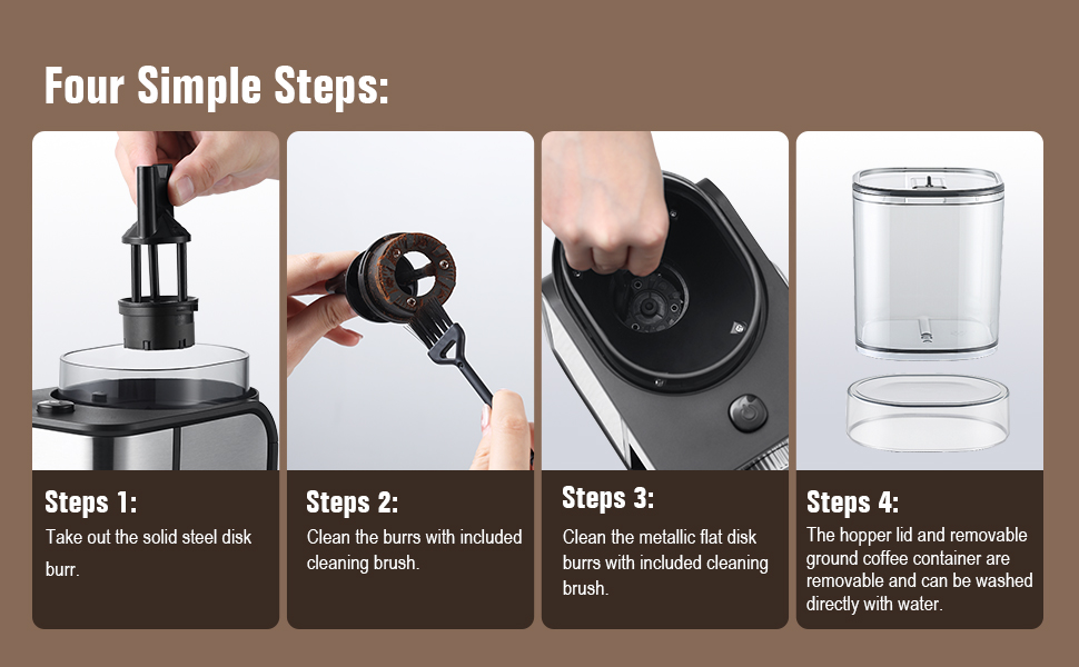 Ollygrin Flat Burr Coffee Grinder Electric, Coffee Bean