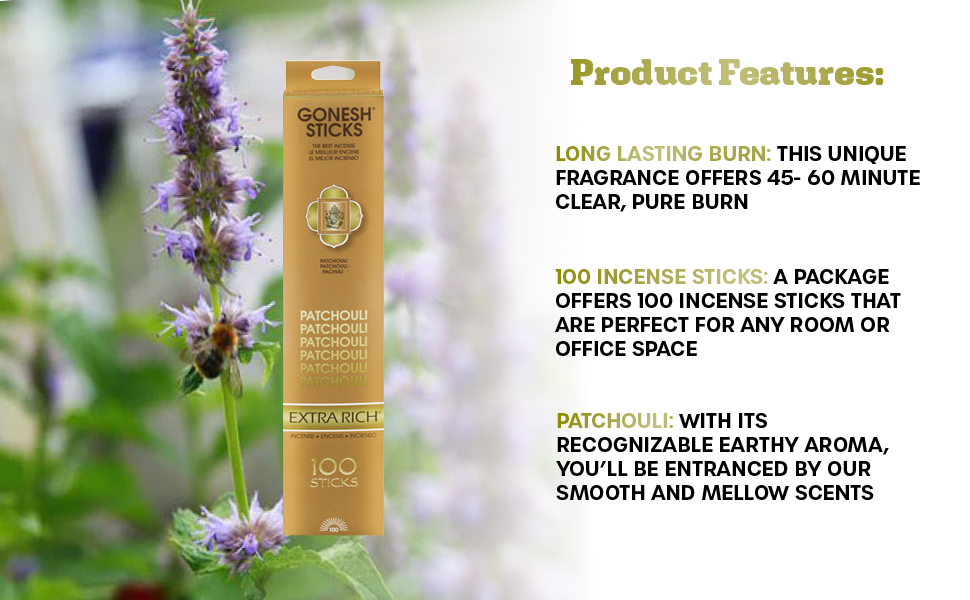 Gonesh Extra Rich Patchouli Incense 100 Sticks