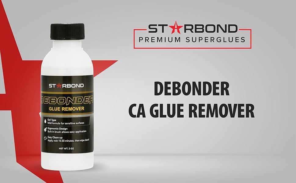 Starbond Glue Debonder Remover for CA Super Glue, 2 oz. with Brush