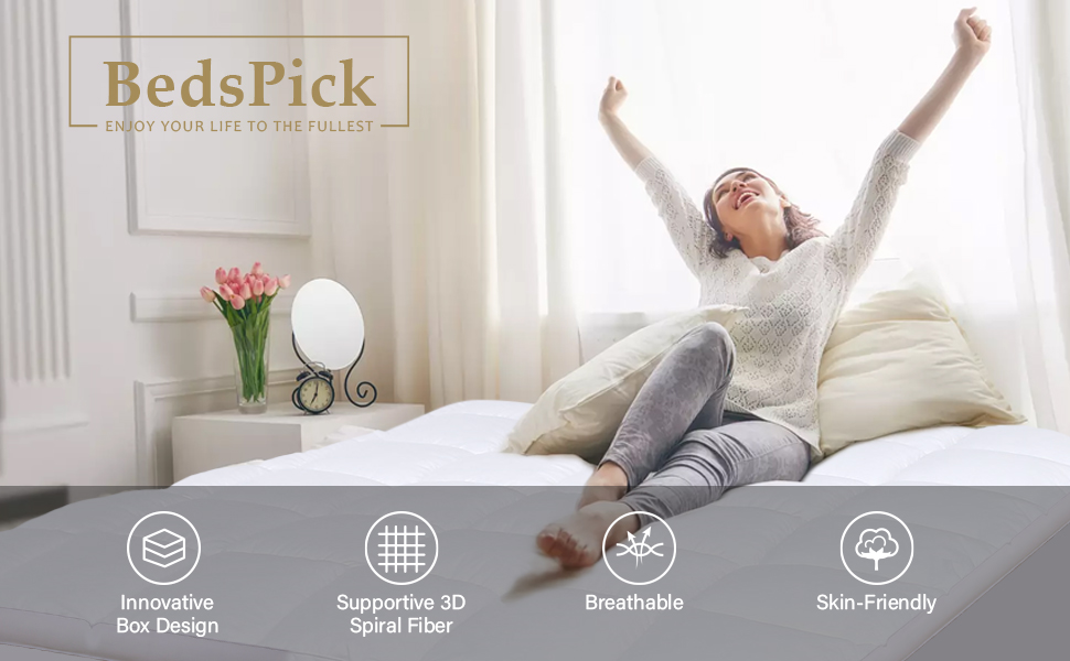 BedsPick Mattress Topper Twin XL Size Mattress Pad Extra Thick Luxury