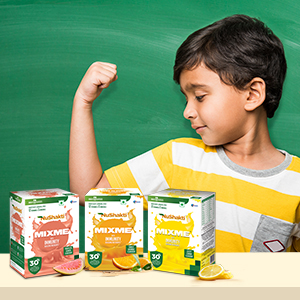 Boy showing his muscles with mix me OLG