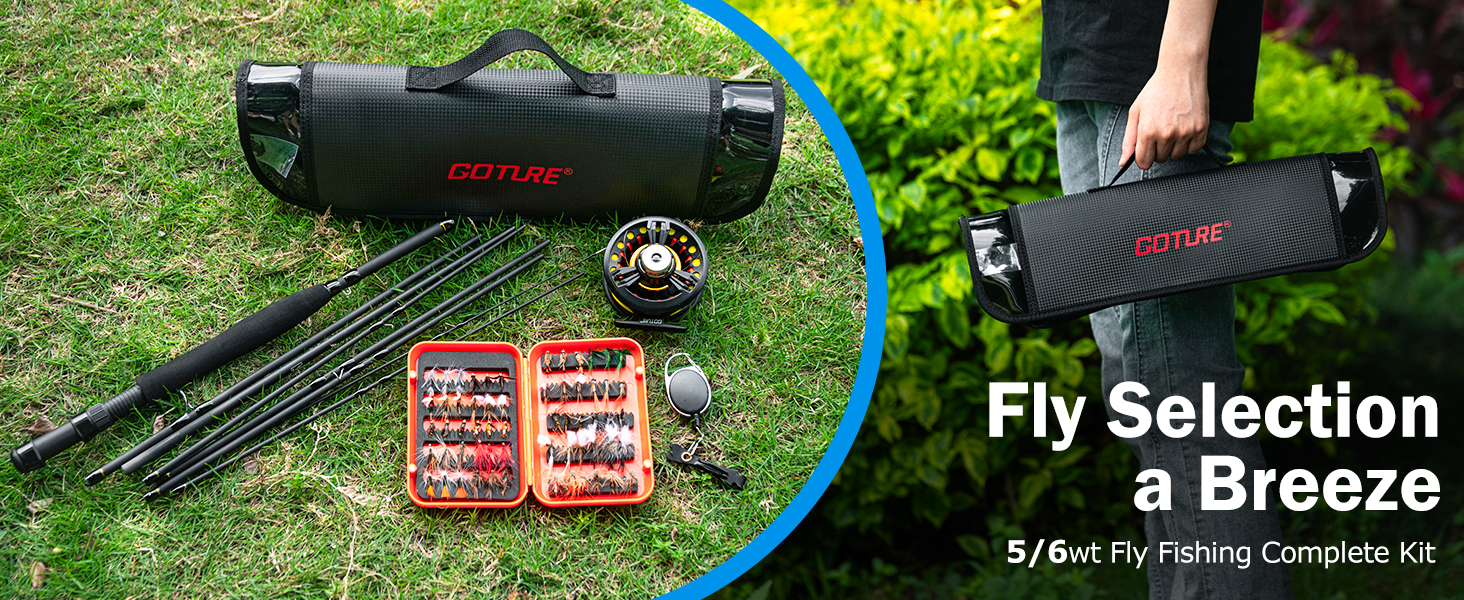 Goture 5/6wt Fly Fishing Rod and Reel Combo, 9ft 8Pcs Graphite Fly Rod