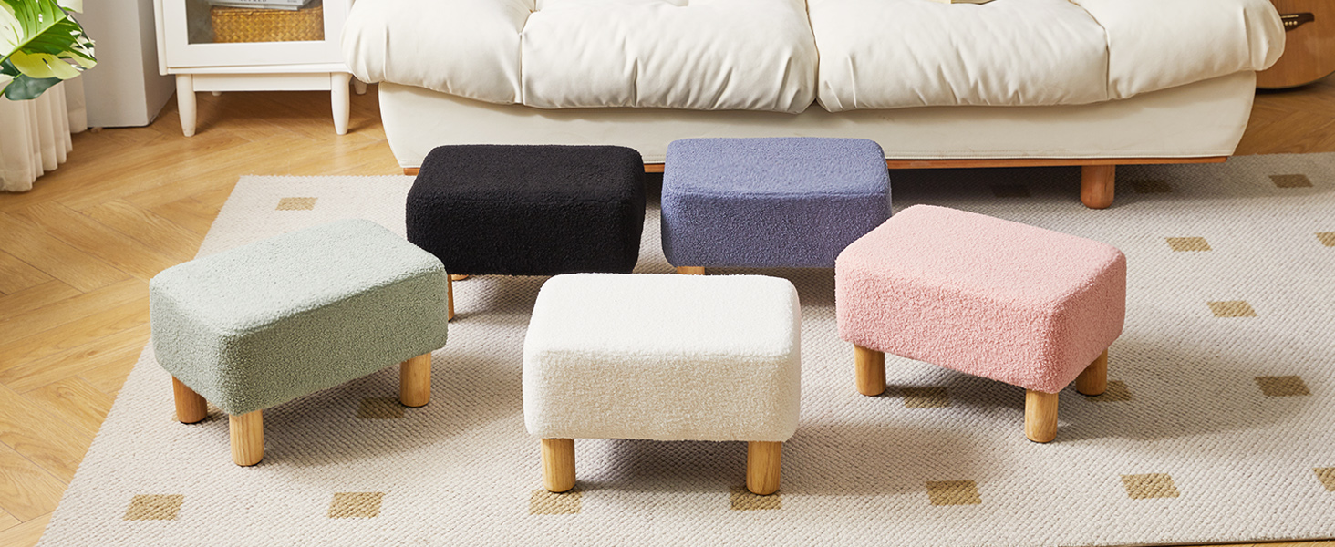 YMYNY Ottoman, Modern Footrest with Soft Padded Seat, Teddy