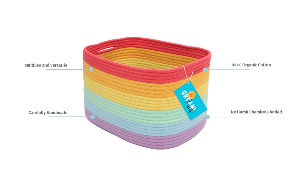 OrganiHaus Toy Storage Basket Dog Toy Basket Organizer Woven Storage Basket Cotton Rope