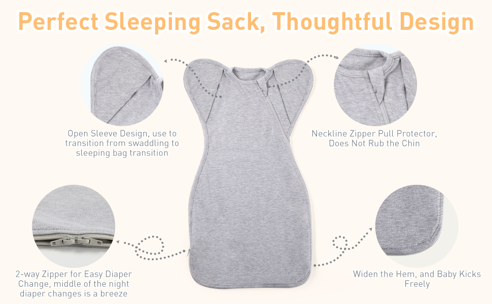 Knirose Swaddle Blanket Sleep Sack with Arms Up Design 2 Packs, Hands Up Sleeping