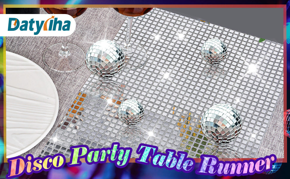 disco party table runner mirror silver foil table runner glitter metallic table cover