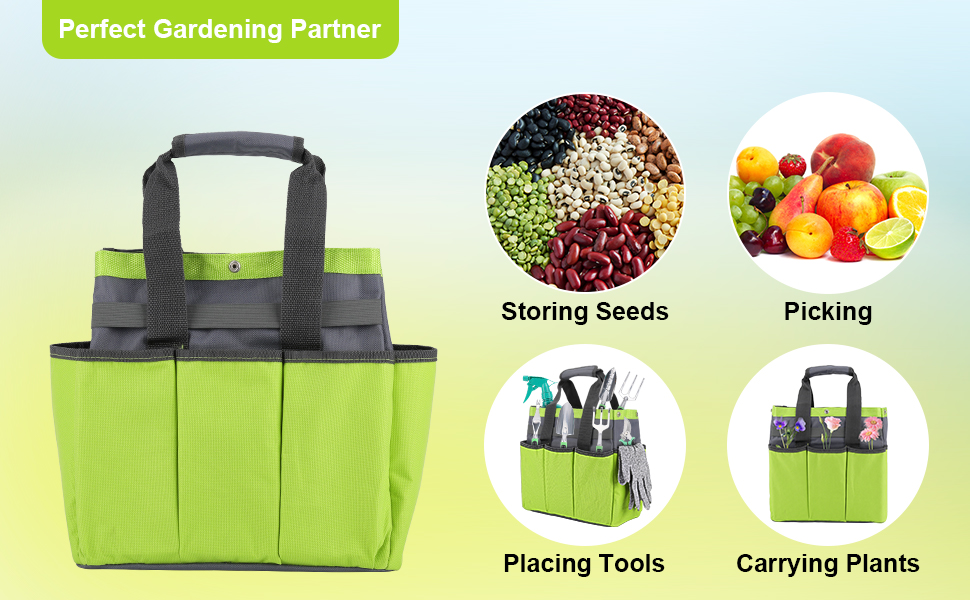 Garden Tote Storage Bag with 8 Pockets