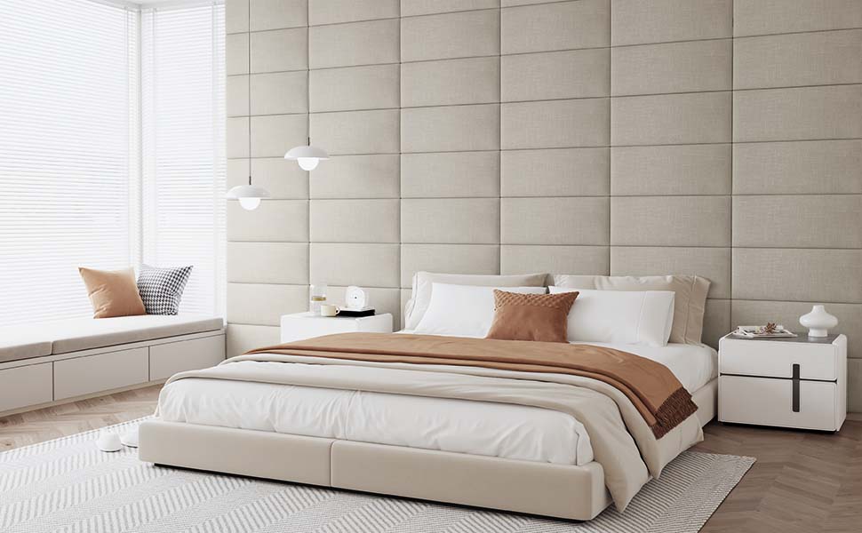 Upholstered Wall Mounted Headboard, 3D Wall Panels Peel