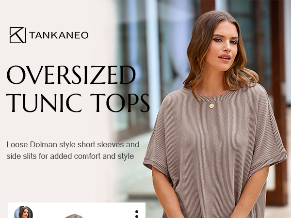 Tankaneo Womens Oversized T Shirts Summer Casual Loose Fit