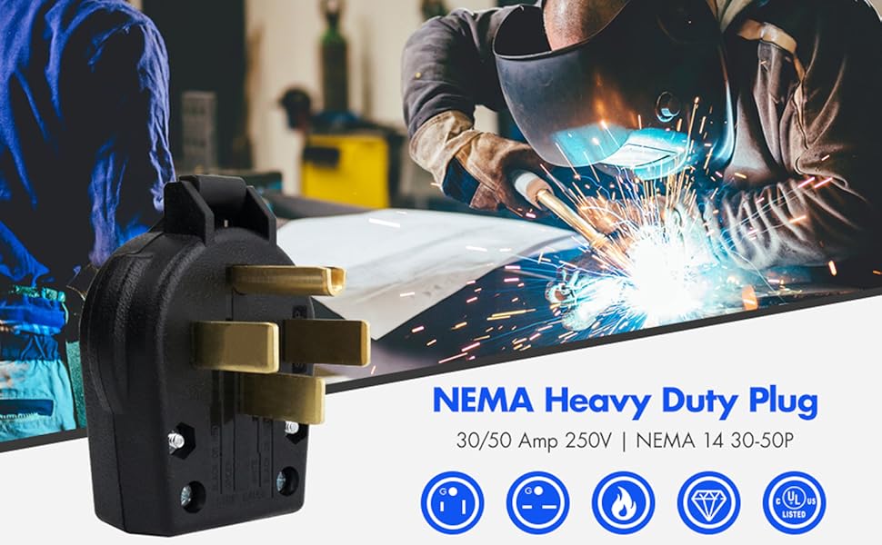 50-amp 125/250-volt nema 14-50p heavy-duty straight plug