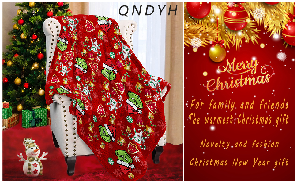 Christmas Fleece Blanket Red Christmas Throw Lightweight