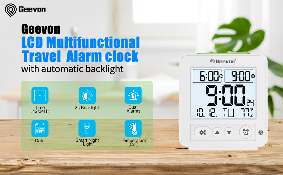 Geevon Smart Night Light Small Digital Alarm Clock with 2