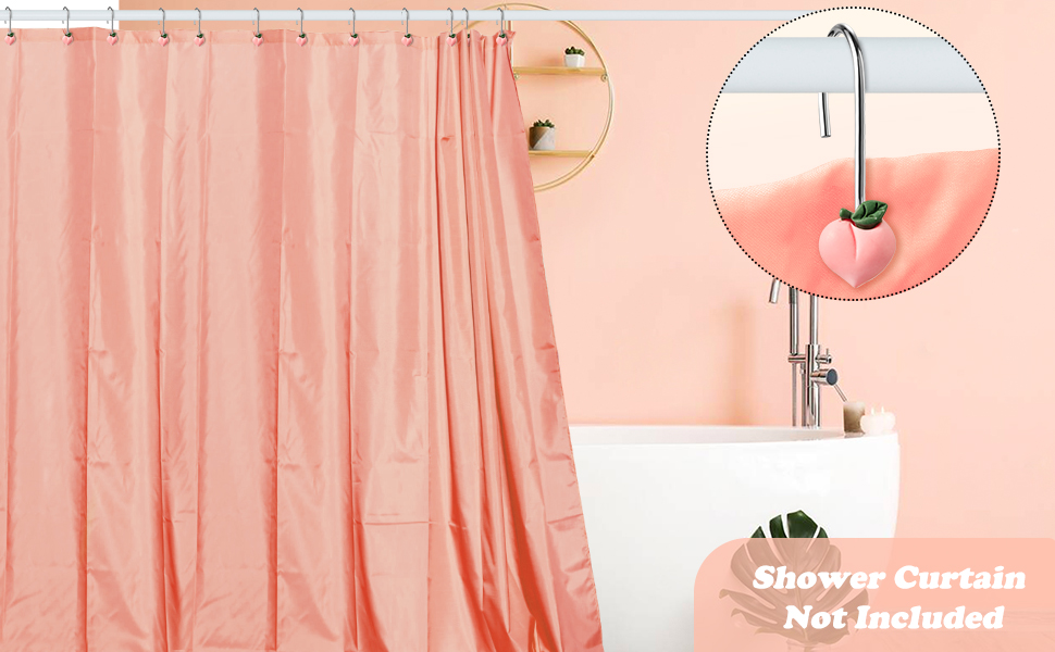 W1cwey 12pcs Peach Shower Curtain Hooks