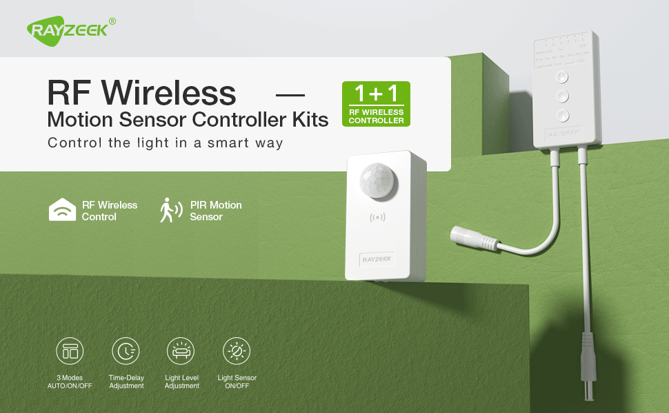 RAYZEEK Wireless Motion Sensor Controller KitNo Wiring Mini PIR Sensor