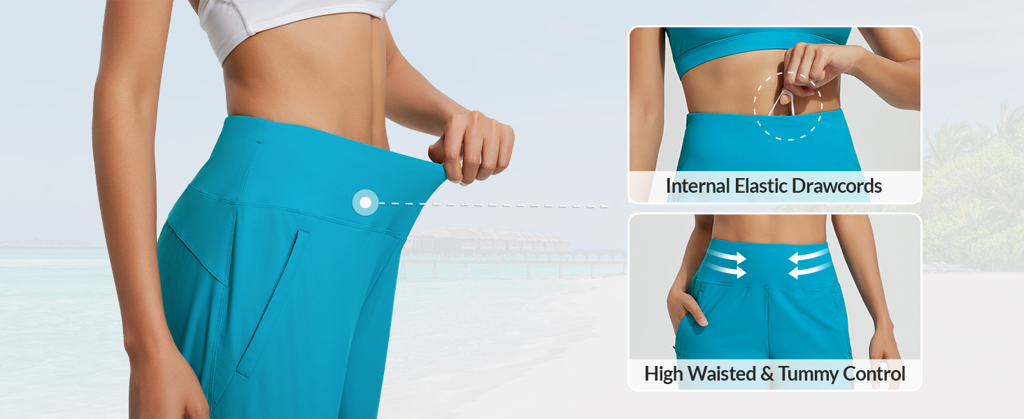 High Waisted Tummy Control Beach Shorts