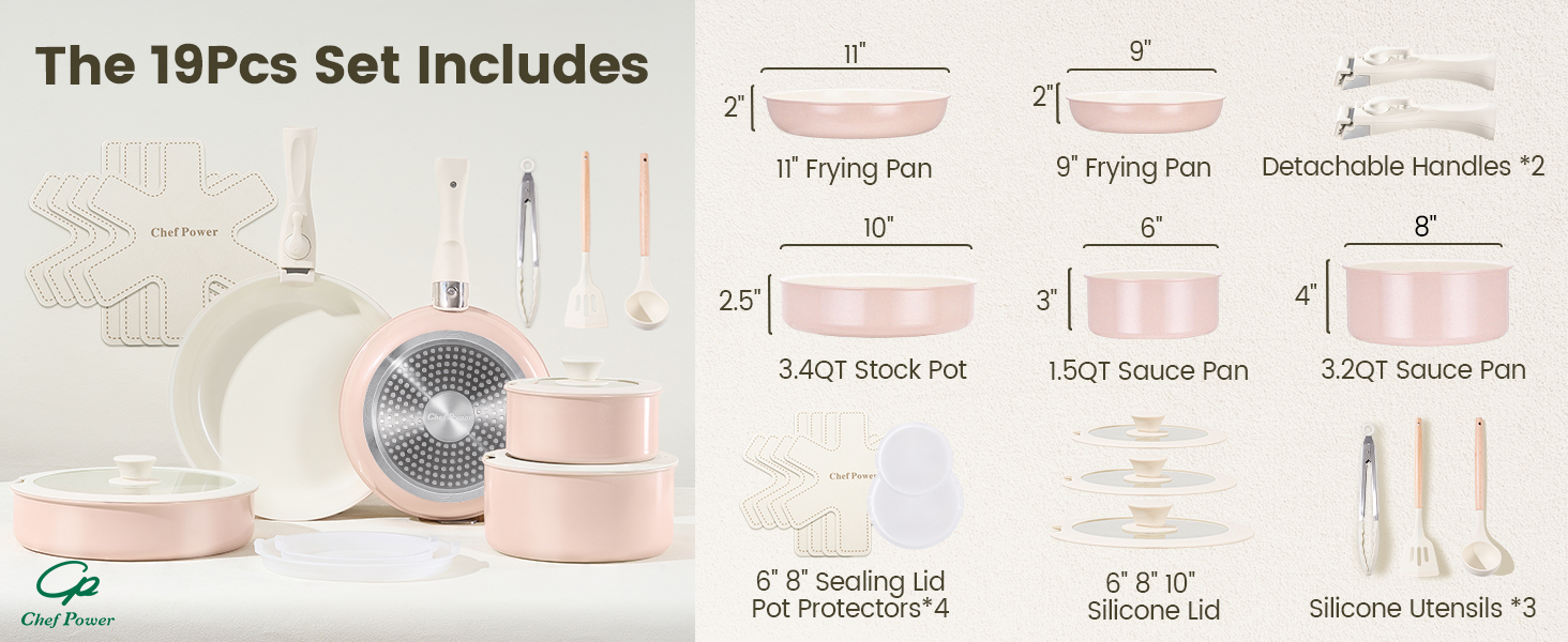 the 19 pcs set includes