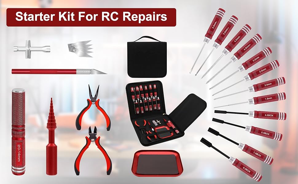 19Pcs RC Car Tool Kit Hex Screwdriver Set Hex Nut Drivers