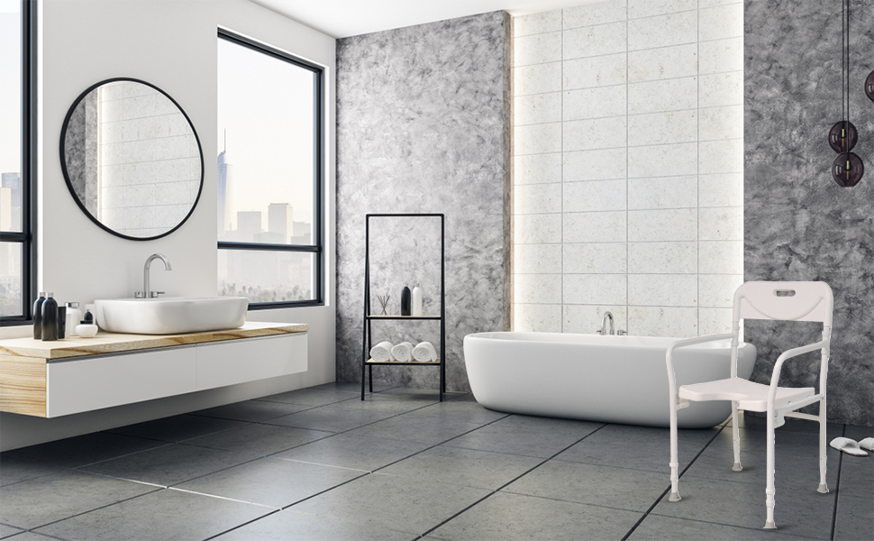 NRS Healthcare Shower Chair Height Adjustable with Back & Arms