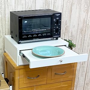 木製　炊飯器ラック　スライドテーブル木製 キッチン収納 レンジ下ラック 幅30cm 家電下スライドテーブル 木製 引き出し