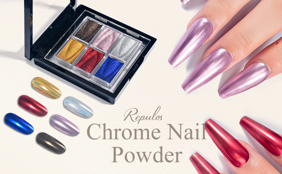 REPULOS 6 in 1 Duochrome Metallic Nail Chrome Powder