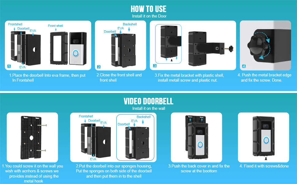 Zortwury AntiTheft Video Doorbell Mount, Not Block