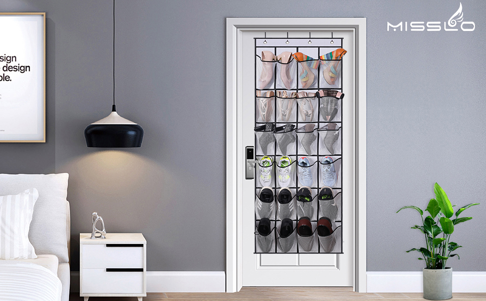MISSLO Over the Door Shoe Storage Organiser Hanging Shoe Rack Holder 24