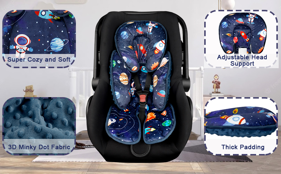 SWESEN Baby Car Seat Head & Body Support, Infant Carseat Insert, Newborn Headrest