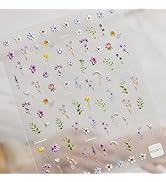 Little Small Wildflower Nail Art Stickers Decals 5D Summer Small Daisy Sunflower Design Nail Stic...