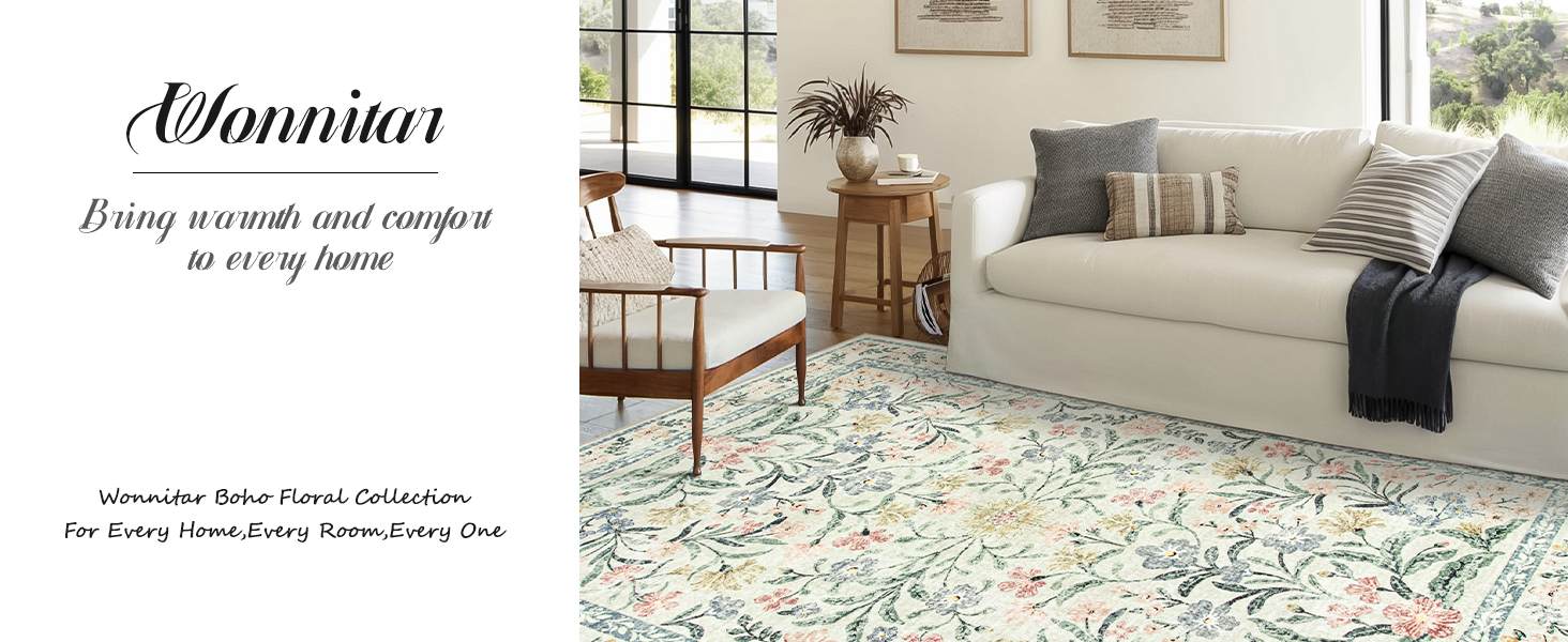 Boho Flower Carpet Beige Area Rugs for Living Room Bedside Dining Room