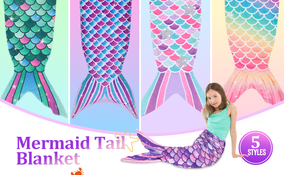 WERNNSAI Mermaid Tail Blanket Wearable Mermaid Blanket with Sequin